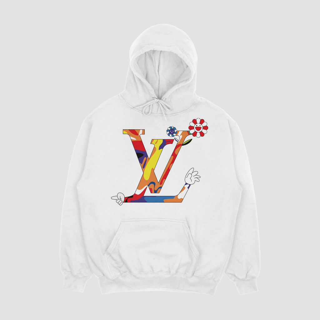 LOUIS VUITTON 定番ロゴアルファベット柄プリントパーカー