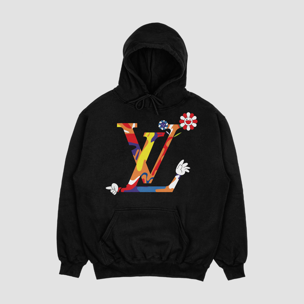 LOUIS VUITTON 定番ロゴアルファベット柄プリントパーカー