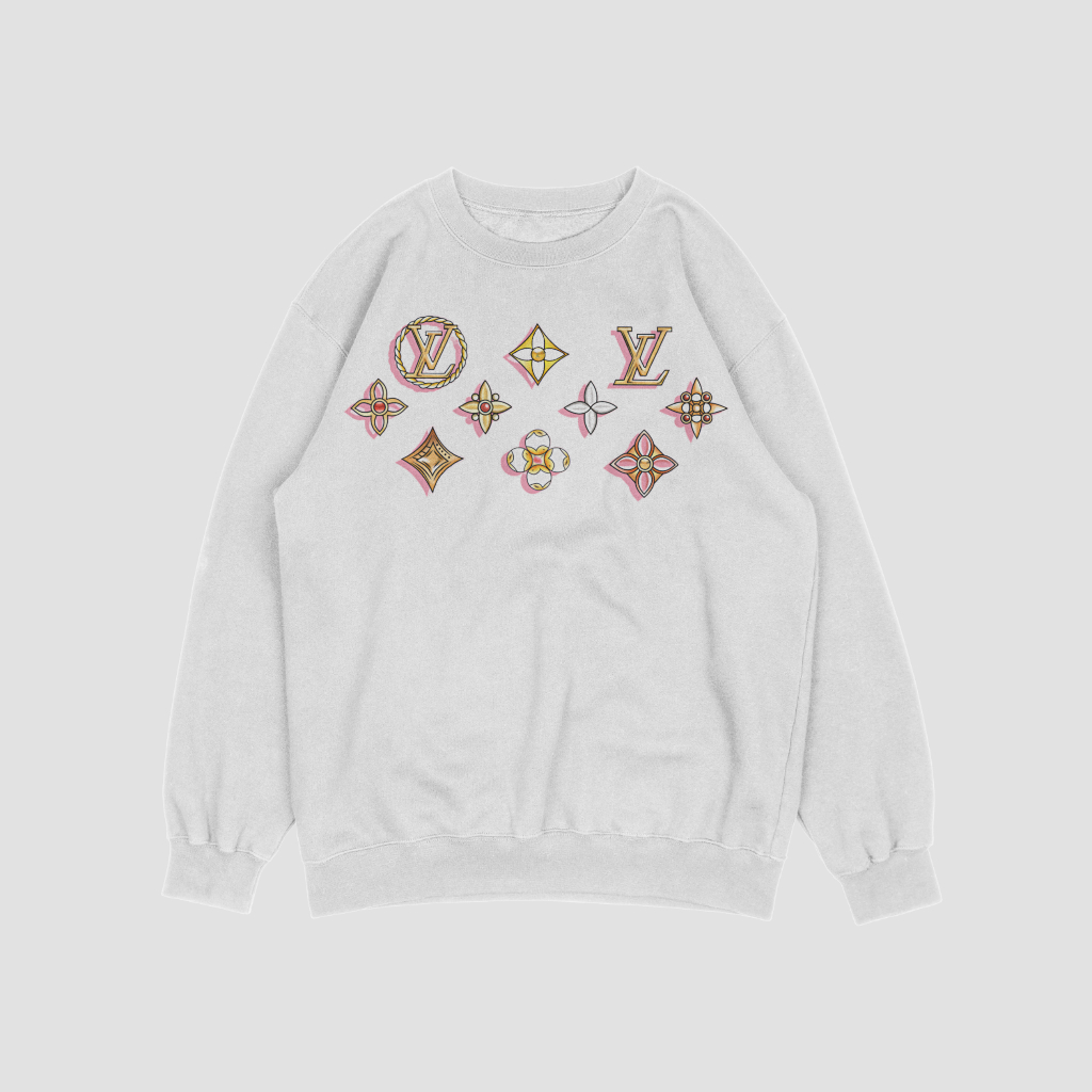 LOUIS VUITTON 定番ロゴアルファベット柄プリントスウェット クル