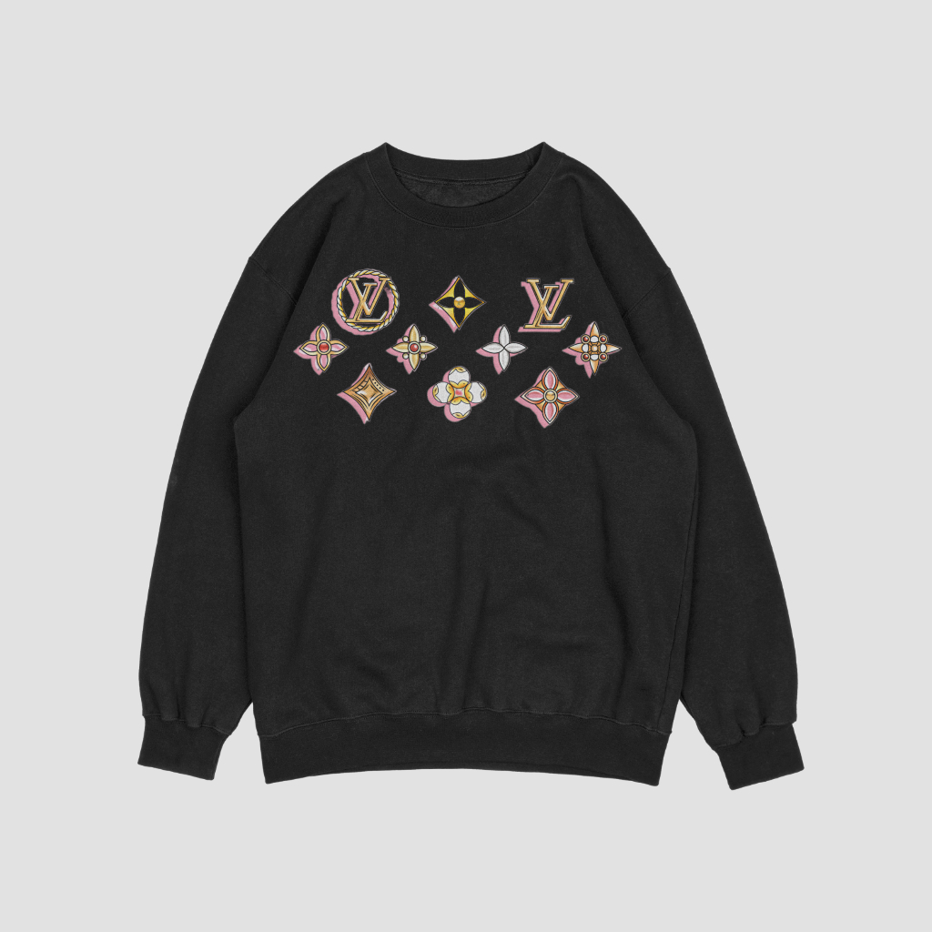 LOUIS VUITTON 定番ロゴアルファベット柄プリントスウェット クル