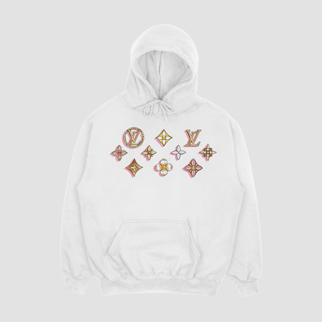 LOUIS VUITTON 定番ロゴアルファベット柄プリントパーカー