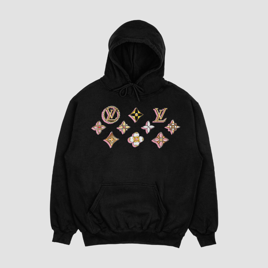 LOUIS VUITTON 定番ロゴアルファベット柄プリントパーカー