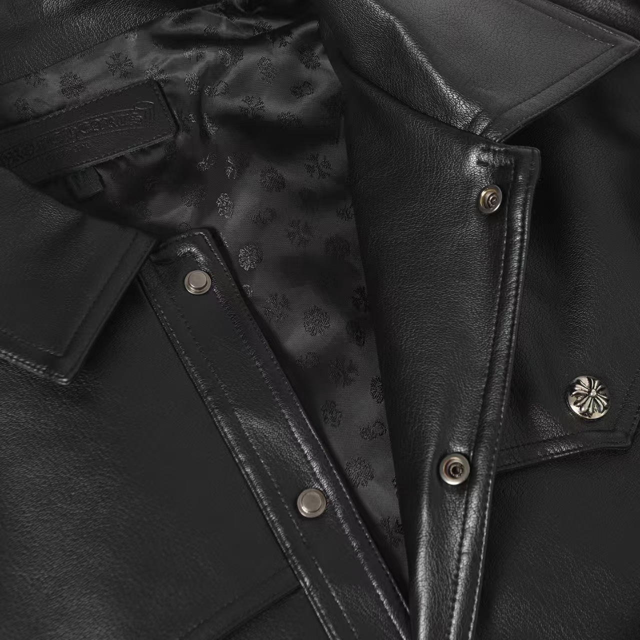 クロムハーツ（Chrome Hearts） CLASSIC JEAN LTHR レザークラシックジーン 現行型レザージャケット(ブラック×シルバー)【519052】