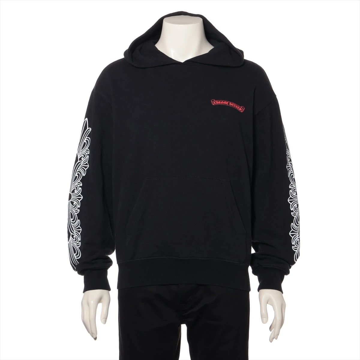 クロムハーツ マッティボーイ パーカー コットン  ブラック 袖フローラルクロス フレグランス臭あり