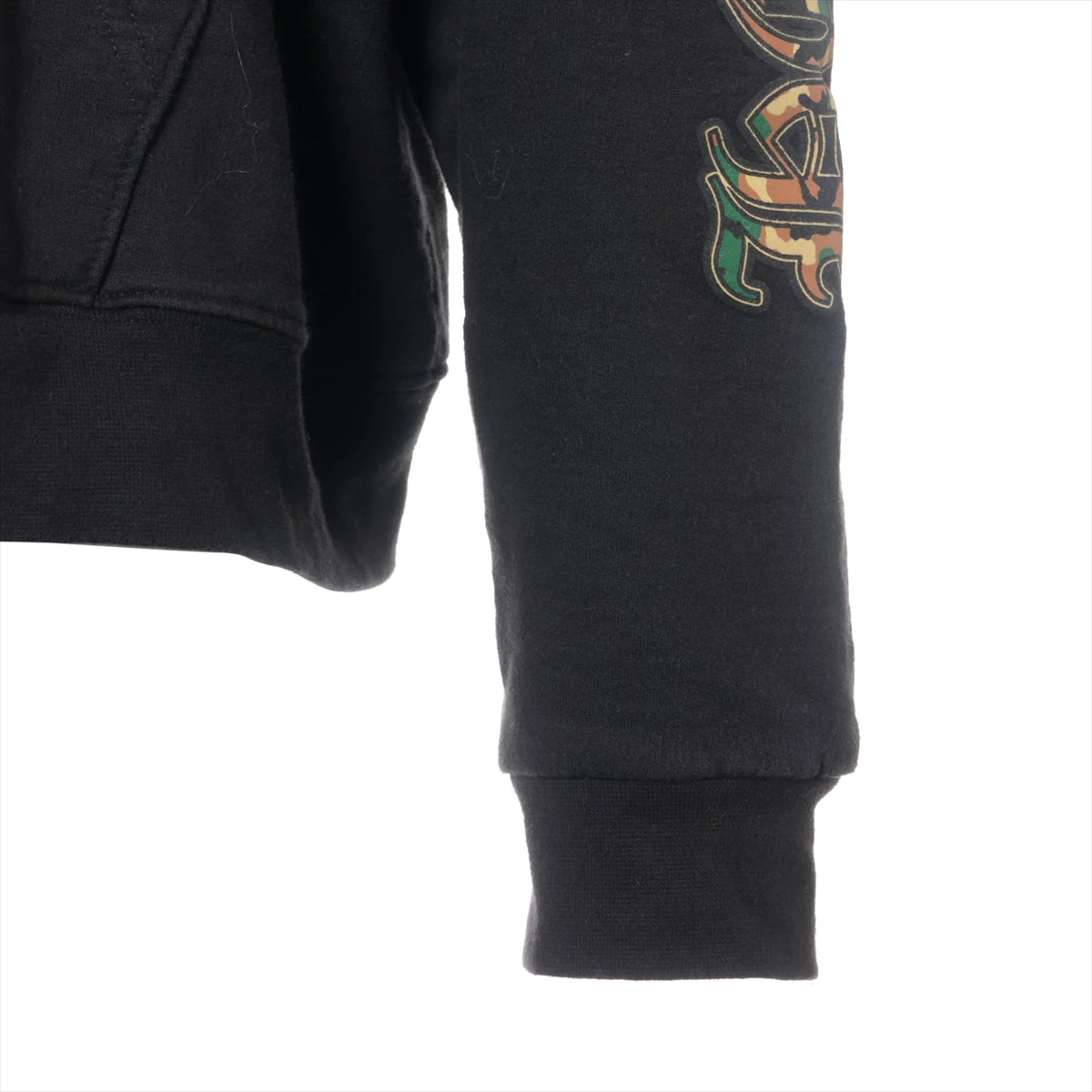 クロムハーツ パーカー コットン ブラック×グリーン カモフラ ホースシュー