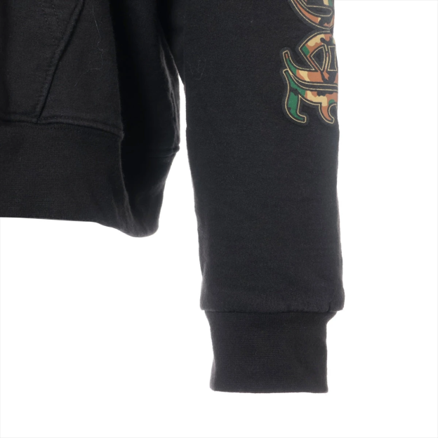 クロムハーツ パーカー コットン ブラック×グリーン カモフラ ホースシュー