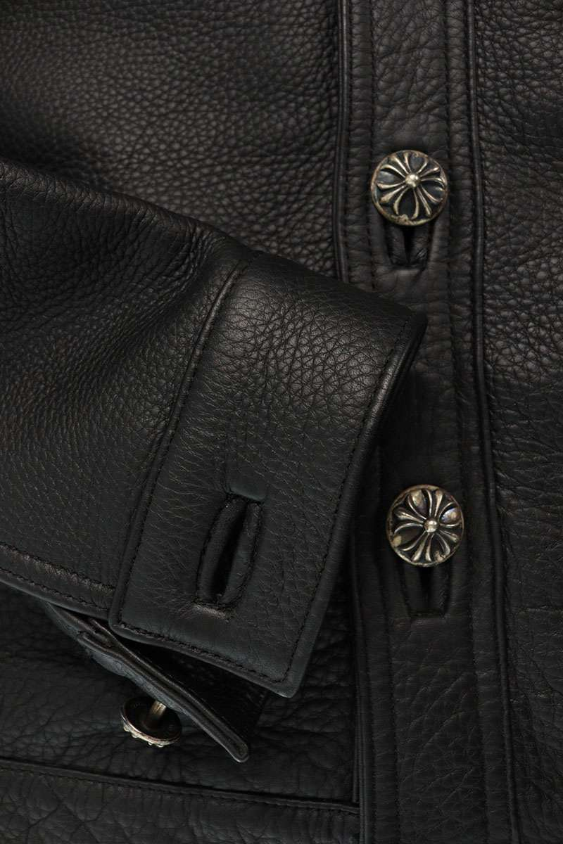 クロムハーツ（Chrome Hearts） CLASSIC JEAN LTHR レザークラシックジーン 現行型レザージャケット(ブラック×シルバー)【519052】