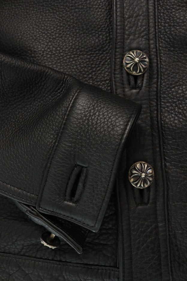 クロムハーツ（Chrome Hearts） CLASSIC JEAN LTHR レザークラシックジーン 現行型レザージャケット(ブラック×シルバー)【519052】