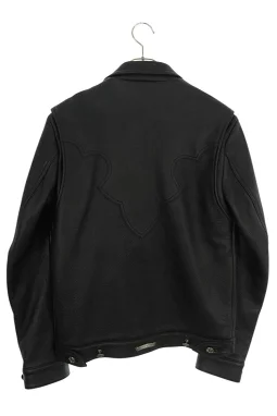 クロムハーツ（Chrome Hearts） CLASSIC JEAN LTHR レザークラシックジーン 現行型レザージャケット(ブラック×シルバー)【519052】