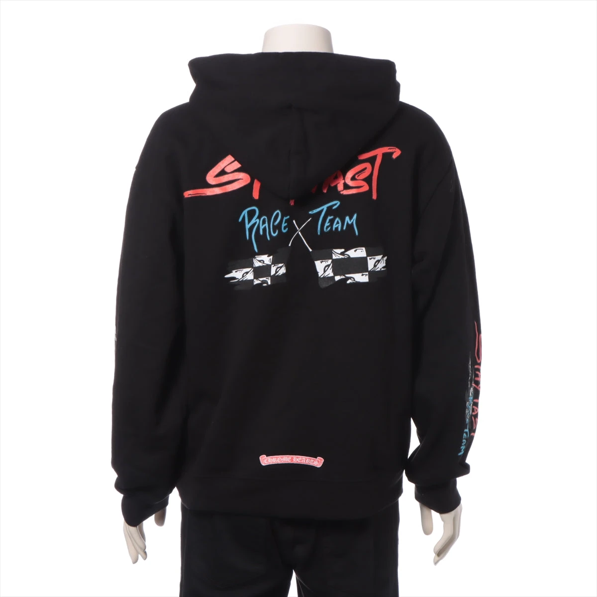 クロムハーツ パーカー コットン ブラック MATTY BOY STAY FAST RACE TEAMフーディ