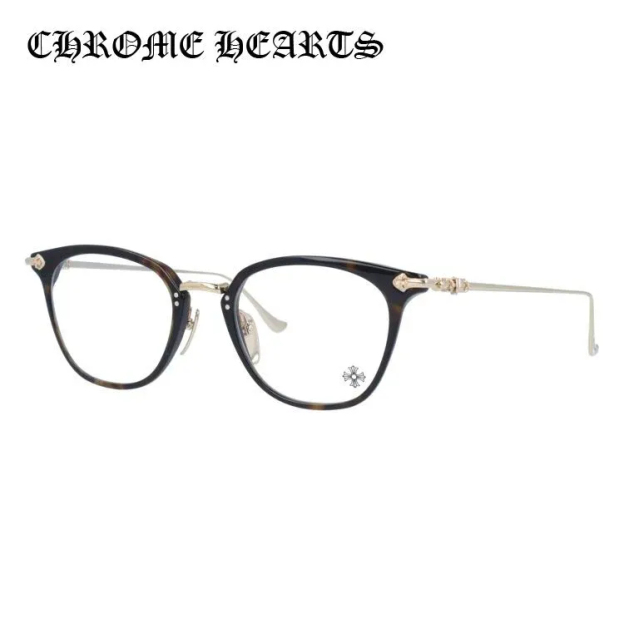 CHROME HEARTS「SHAGASS DT/GP」51サイズ CHクロス装飾 ウェリントン型 メガネフレーム（伊達メガネ）ユニセックス-JAPAN DUTY FREE
