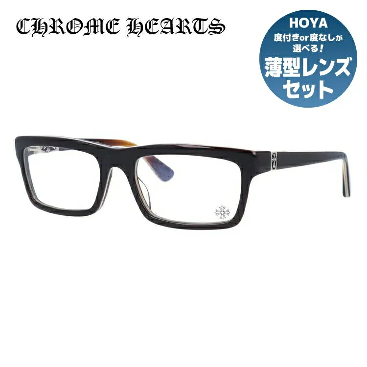 クロムハーツ メガネ 度付き 度なし 伊達メガネ 眼鏡 メガネフレーム CHROME HEARTS レギュラーフィット クロス PENETRANUS BRBBR Brown Bone Brown シルバー セル/スクエア型/ウェリントン型 ウェリントン型 ユニセックス メンズ レディース 紫外線 UVカット-JAPAN DUTY FREE