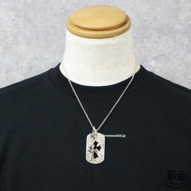 クロムハーツ 1ボールタイニーCHクロスチャーム＆カットアウトクロスドッグタグ(ラージ)＆ロールチェーン20インチセット