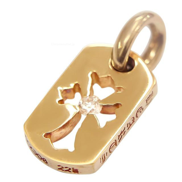 クロムハーツ カットアウトクロスドッグタグwithダイヤモンド(タイニー) 22K