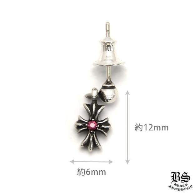 クロムハーツ タイニーE CHプラス ドロップイヤリングwithルビー(ピアス)