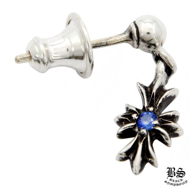 クロムハーツ タイニーE CHプラス ドロップイヤリングwithブルーサファイア(ピアス)