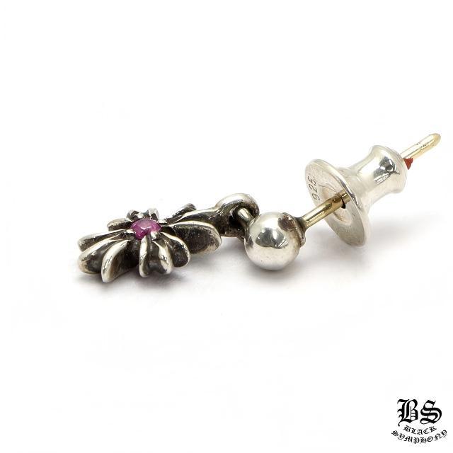 クロムハーツ タイニーE CHプラス ドロップイヤリングwithピンクサファイア(ピアス)