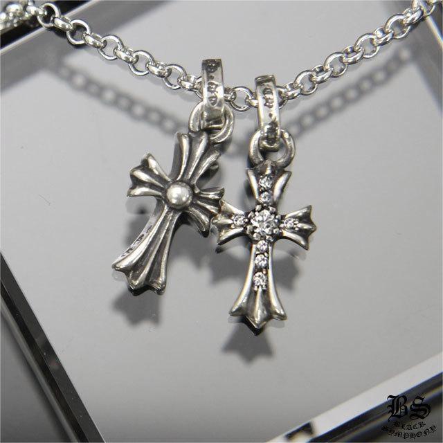 クロムハーツ CHクロスベビーファットチャーム＆CHクロスベビーファットチャームwithパヴェダイヤモンド＆ロールチェーン20インチセット