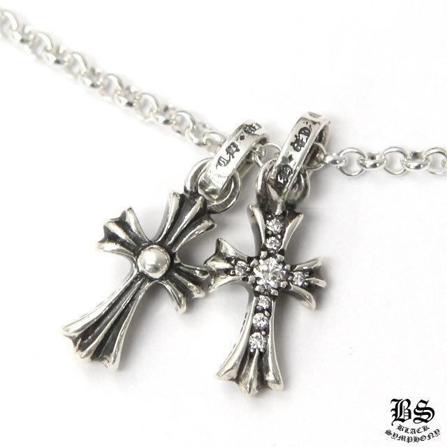 クロムハーツ CHクロスベビーファットチャーム＆CHクロスベビーファットチャームwithパヴェダイヤモンド＆ロールチェーン20インチセット