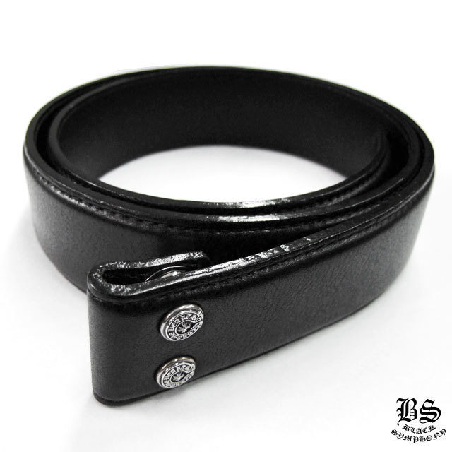 クロムハーツ クラシックオーバルクロスバックル＆プレーンブラックレザー1.5ホースシューリベット ベルトセット