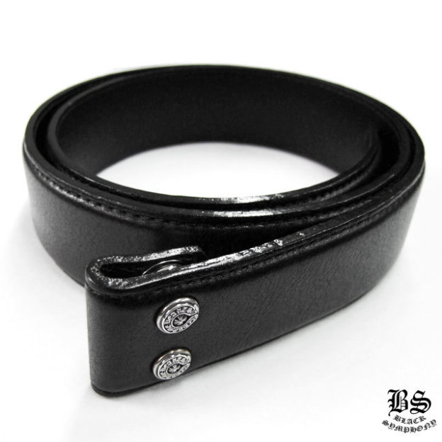 クロムハーツ クラシックオーバルクロスバックル＆プレーンブラックレザー1.5ホースシューリベット ベルトセット