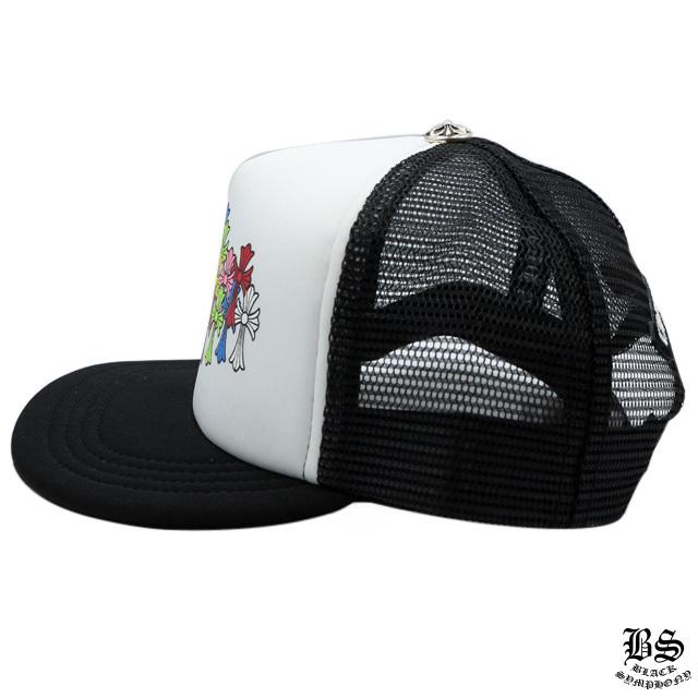 クロムハーツ トラッカーキャップ キングタコ マルチカラークロス ブラック ホワイト