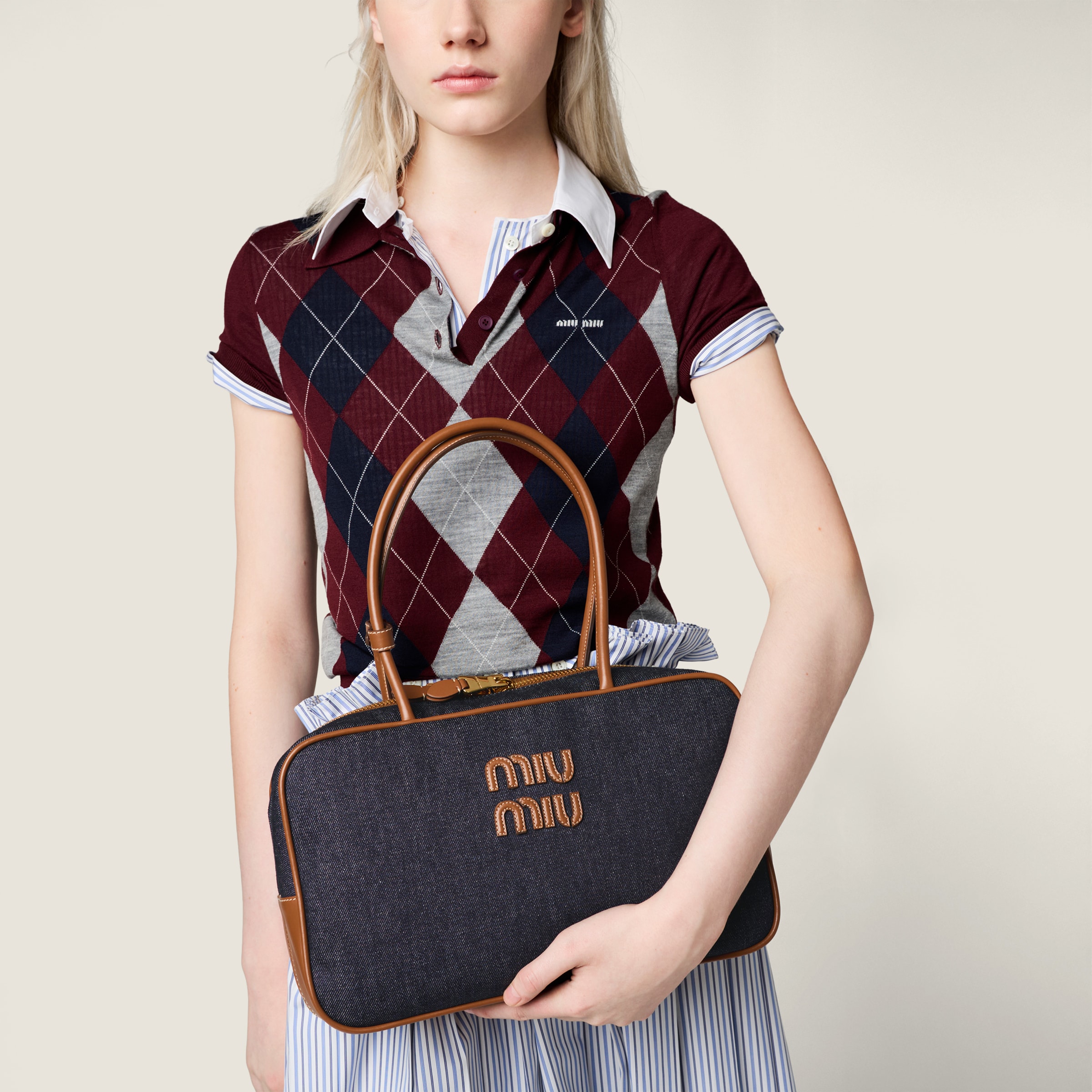 ボー デニム バッグ（ラージ）