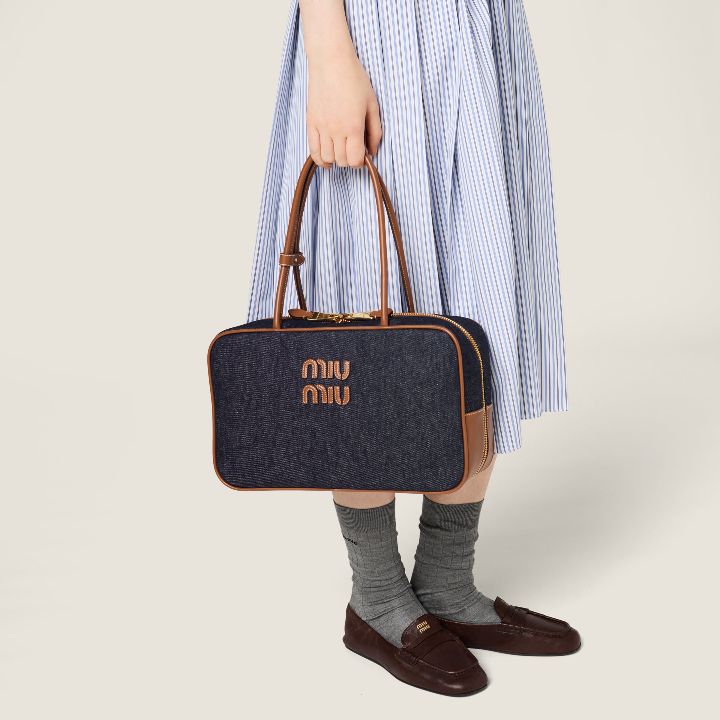 ボー デニム バッグ（ラージ）