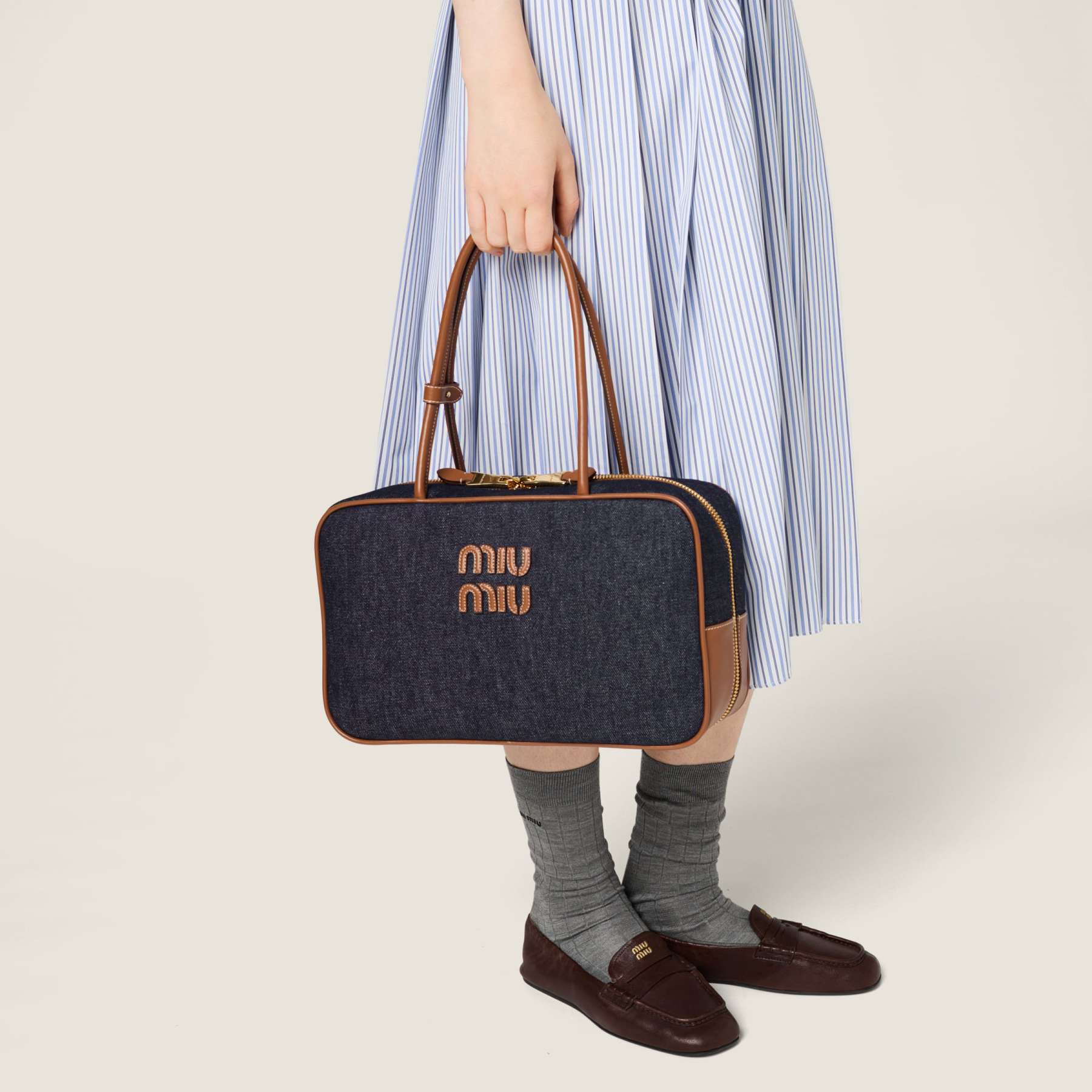 ボー デニム バッグ（ラージ）