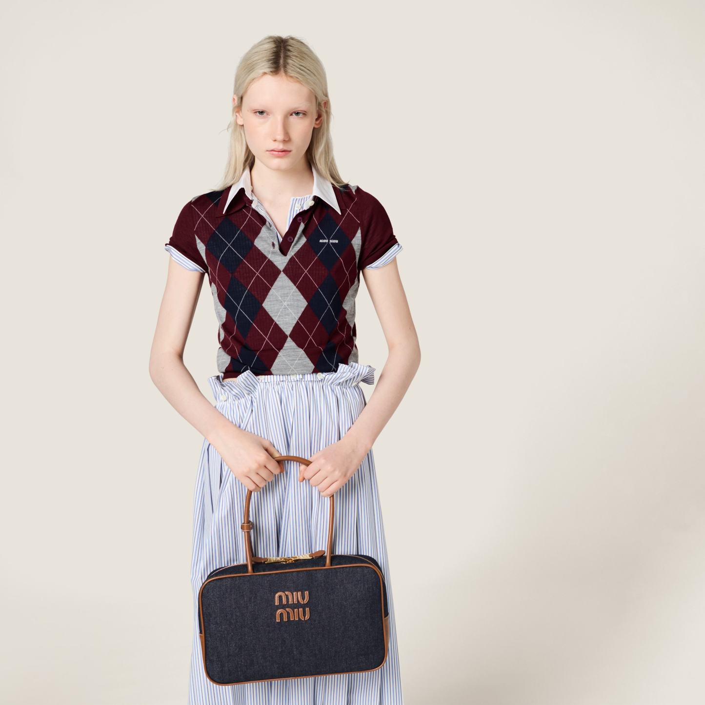 ボー デニム バッグ（ラージ）