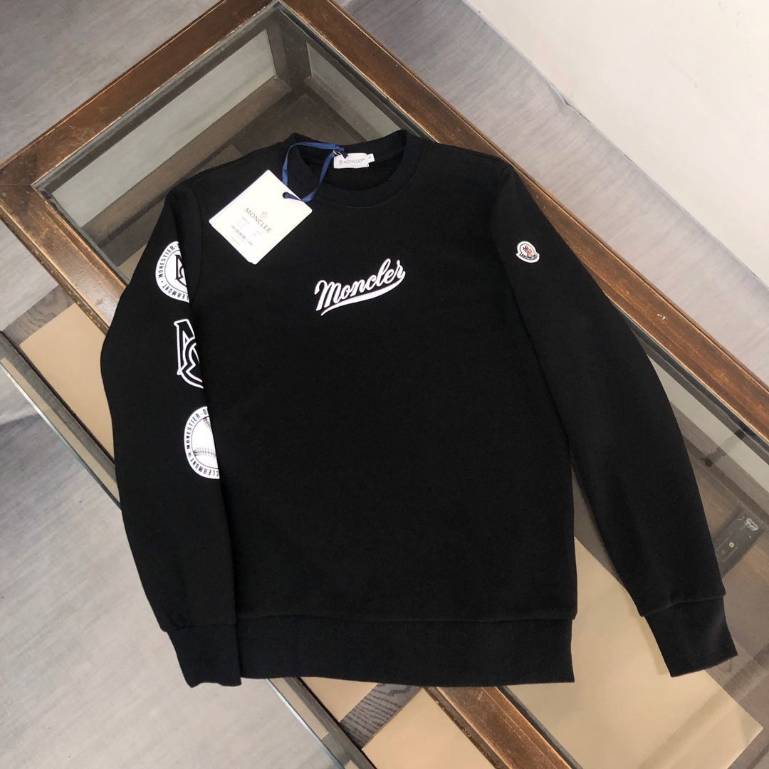 MONCLER モンクレール パーカー トレーナー 長袖 ブランド 丸襟 カジュアル 綿  メンズ ホワイト　ブラック