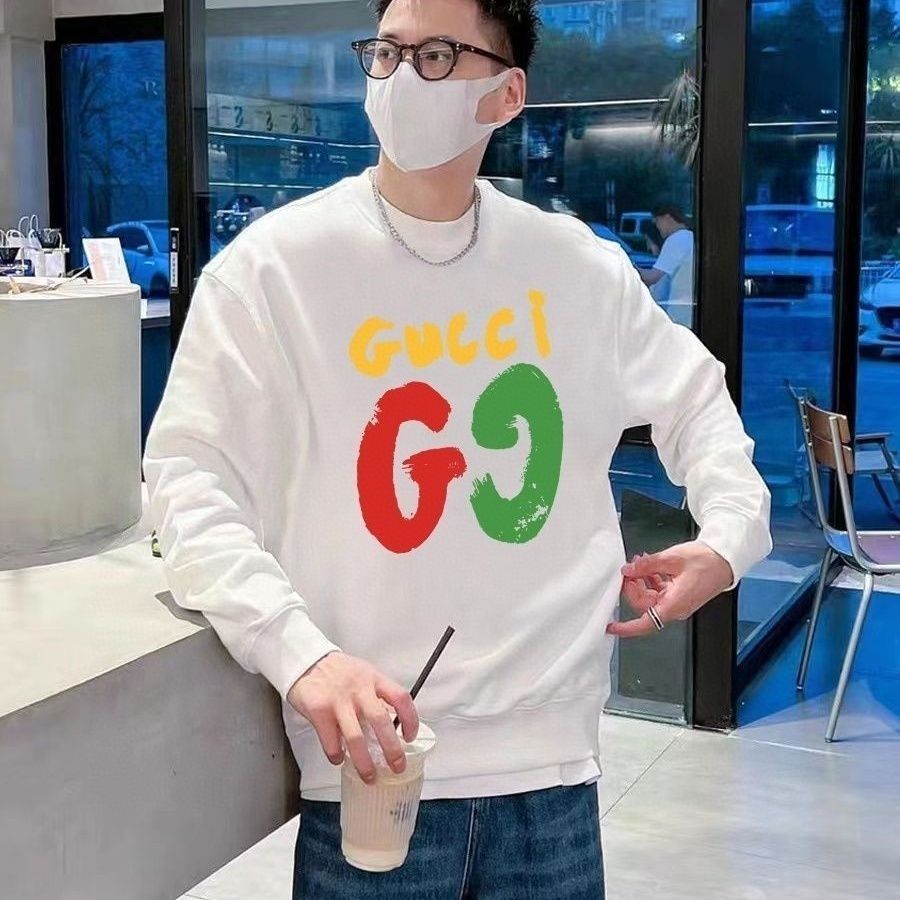 GUCCI  パーカー 長袖  ファッション　丸襟  人気　カジュアル　グーチロゴプリント　男女兼用