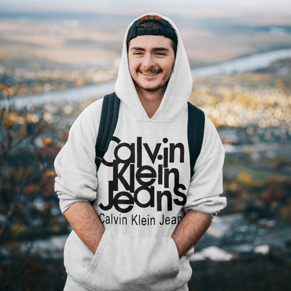 Calvin Klein 春秋カジュアルファッションシンプルアルファベットコットン連帽パーカー