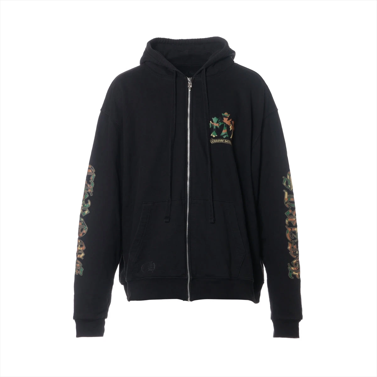 クロムハーツ パーカー コットン ブラック×グリーン カモフラ ホースシュー