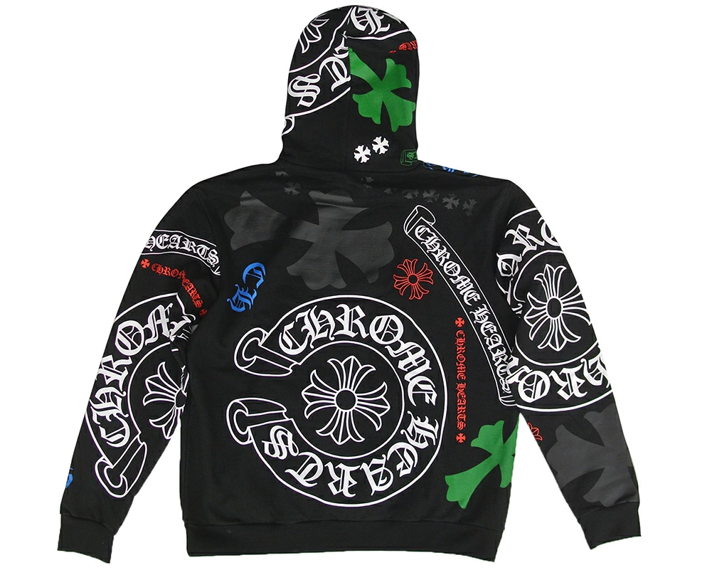 クロムハーツ パーカー コットン  ブラック ステンシルプリント オンライン限定