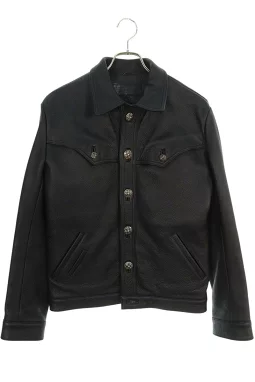 クロムハーツ（Chrome Hearts） CLASSIC JEAN LTHR レザークラシックジーン 現行型レザージャケット(ブラック×シルバー)【519052】