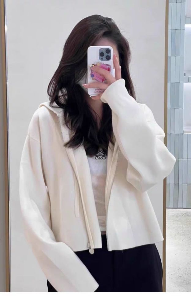 LOEWE 春と秋の新しい老花満印連帽スポーツ  トレンチコート セーター