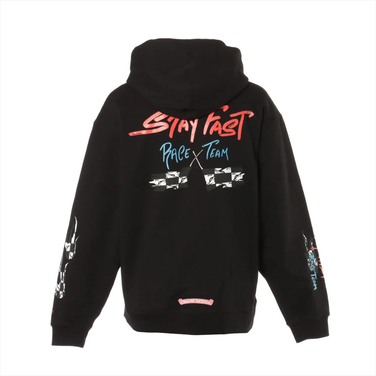 クロムハーツ パーカー コットン ブラック MATTY BOY STAY FAST RACE TEAMフーディ
