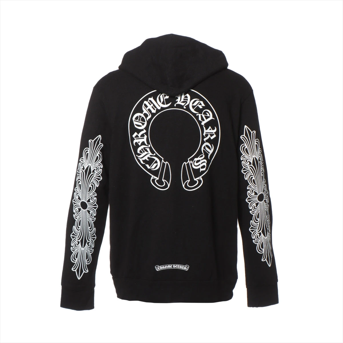 クロムハーツ ホースシュー パーカー コットン×ポリエステル×レーヨンブラック ダガージップ 袖フローラルクロス