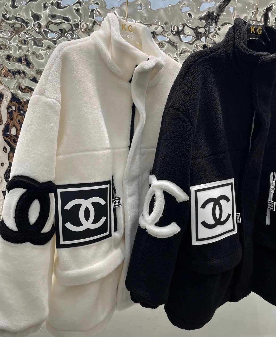 CHANELレトロ風インパクトカラー刺繍アルファベットファスナーカーディガンコート