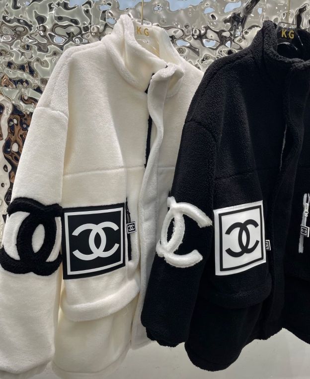 CHANELレトロ風インパクトカラー刺繍アルファベットファスナーカーディガンコート