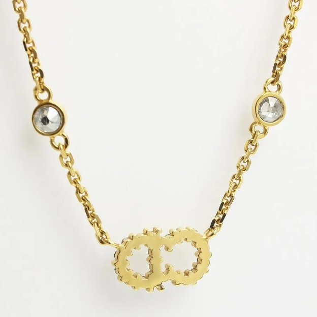 【国内発送/直営店】Christian Dior クレール ディー リュヌ ネックレス パール ラインストーン ゴールド N1033CDLCY 二段階調節 箱付
