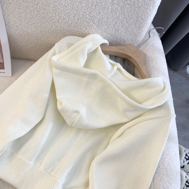 MIU MIUニットフード付きカーディガンコートセーター