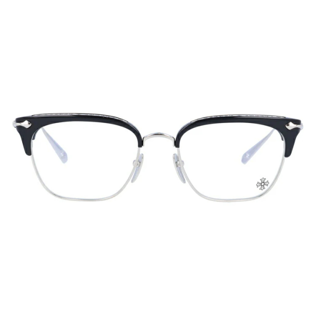 クロムハーツ メガネ 度付き 度なし 伊達メガネ 眼鏡 メガネフレーム CHROME HEARTS SLUNTRADICTION BK/SS 54サイズ ブロー型 日本製 クロス CHプラス ユニセックス メンズ レディース 紫外線 UVカット ラッピング無料