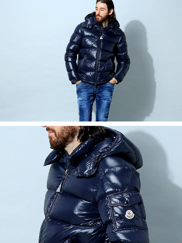 モンクレール ダウン メンズ MONCLER マヤ ブランド ダウンジャケット アウター ジャケット ブルゾン フード着脱 フルジップ Maya 定番 シンプル ショートダウン レギュラーフィット 紺 黒 MCMAYA2