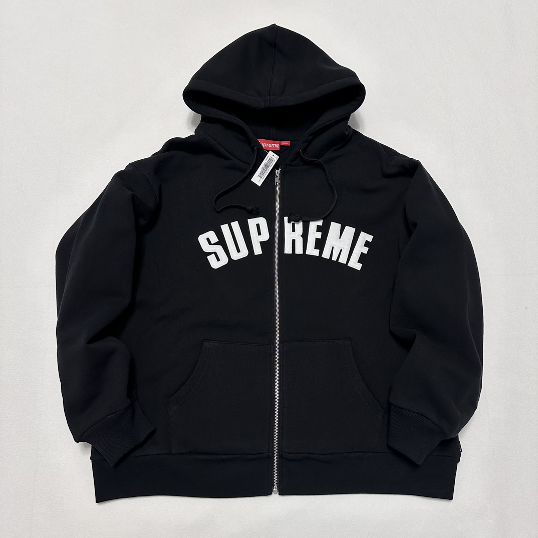Supremeシュプリーム　ブラック ジップアップ スウェット Supreme シュプリーム AW Collegiate Applique Zip Up Hooded