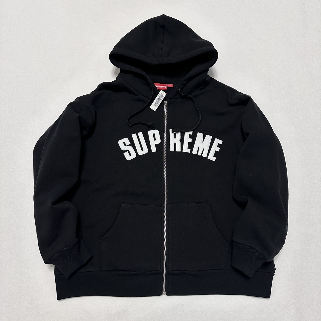 Supreme シュプリーム AW Collegiate Applique Zip Up Hooded Sweatshirt　カレッジエイト アップリケ ジップアップ フードパーカー ブラック