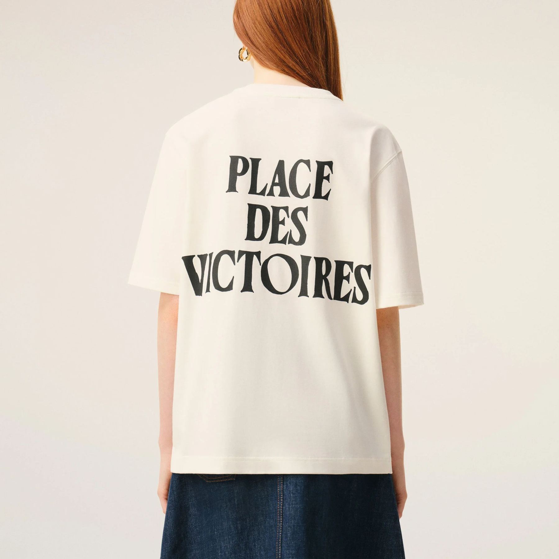 ホワイト コットン Place Des Victoires プリント Tシャツ