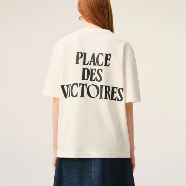 ホワイト コットン Place Des Victoires プリント Tシャツ