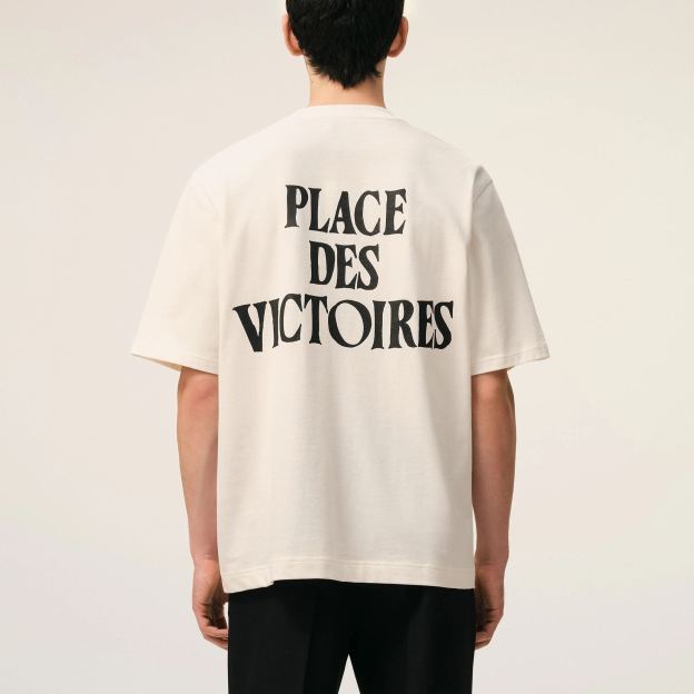 ホワイト コットン Place Des Victoires プリント Tシャツ